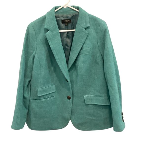 Talbots Womens Blazer Plus Size 14 14W Teal Green Preppy Workwear Office Career - Picture 1 of 8